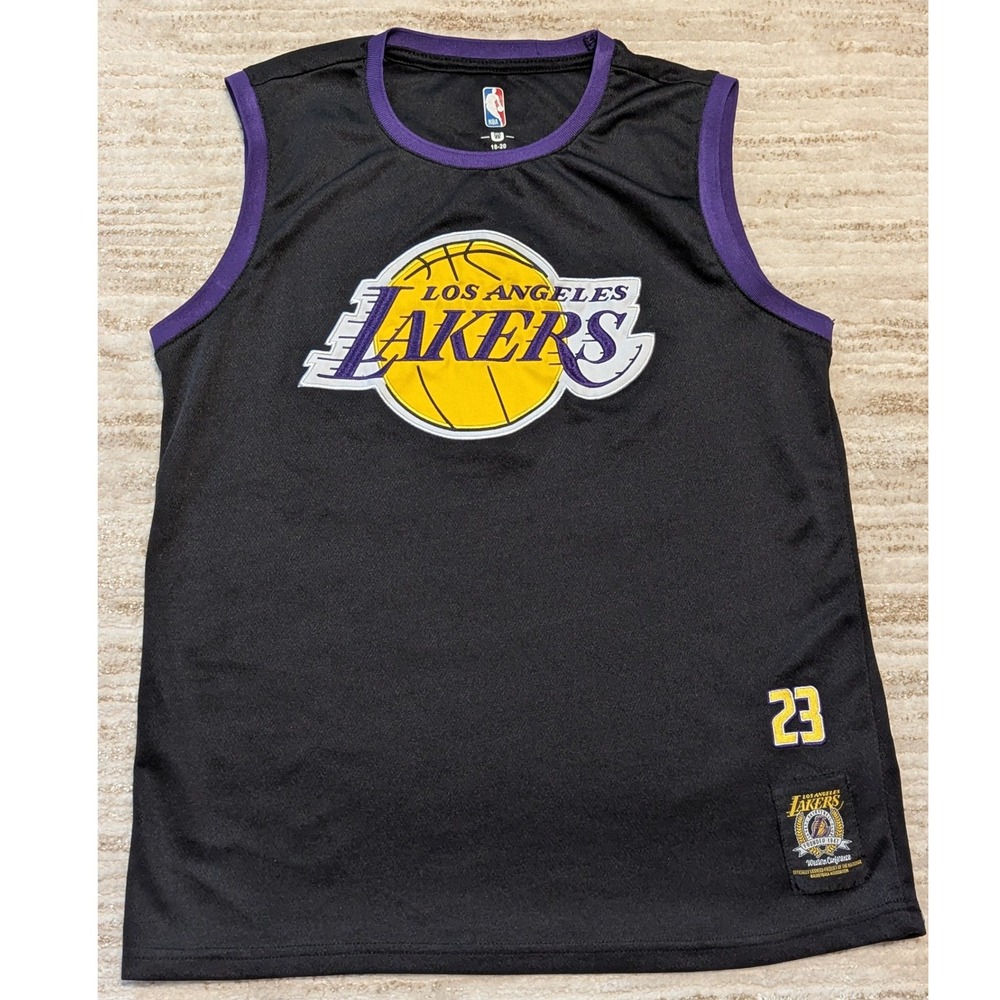 NBA Lebron James Los Angeles LA Lakers Kids XL 18-20 Black Jersey Basketball #23